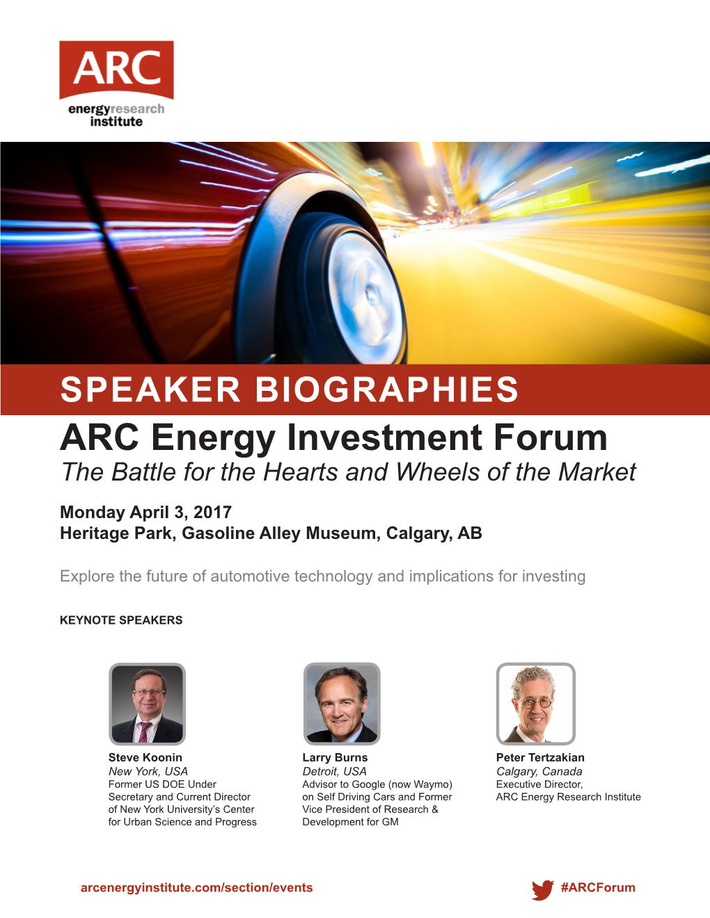 ARC Energy Investment Forum the Battle for the Hearts and Wheels of the Market