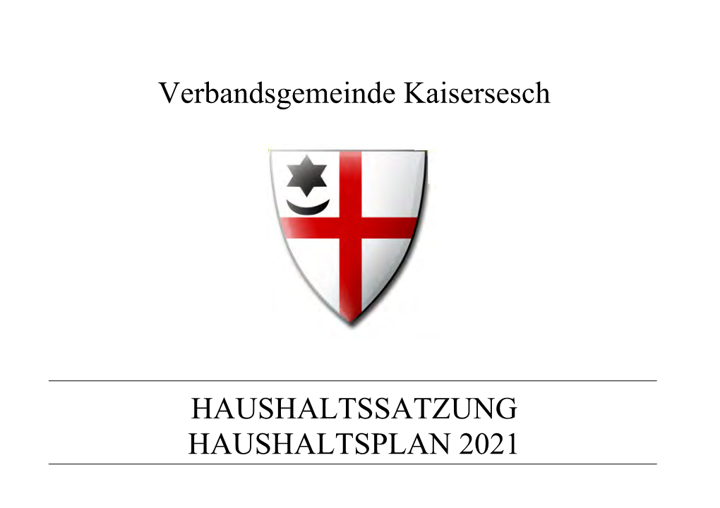 Haushaltsplan Und Haushaltssatzung VG Kaisersesch.Pdf