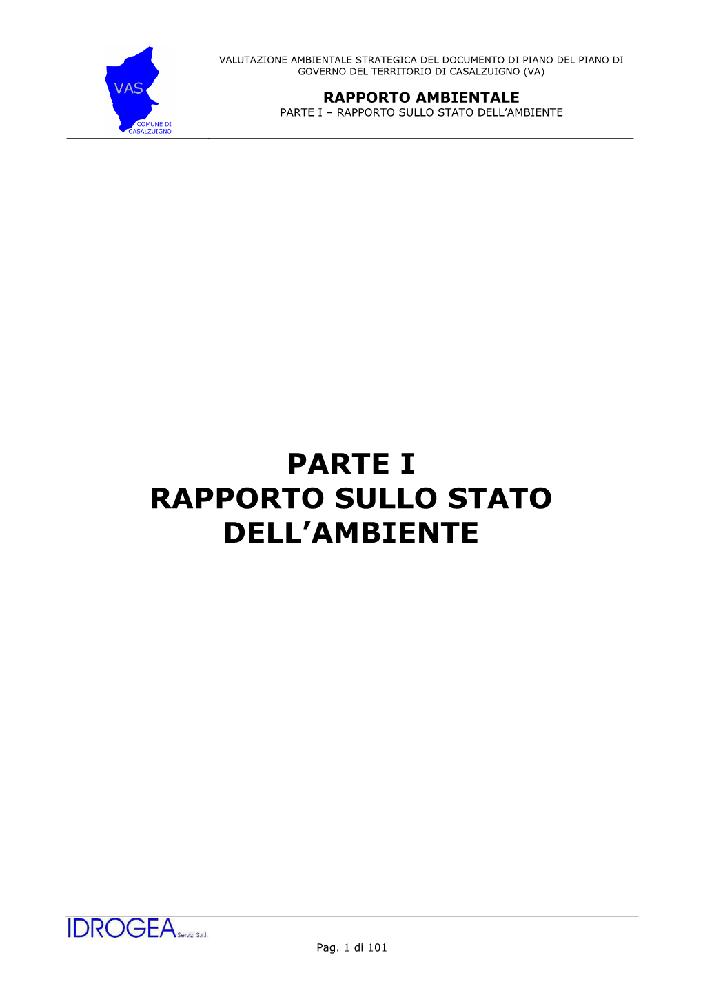 Parte I Rapporto Sullo Stato Dell'ambiente