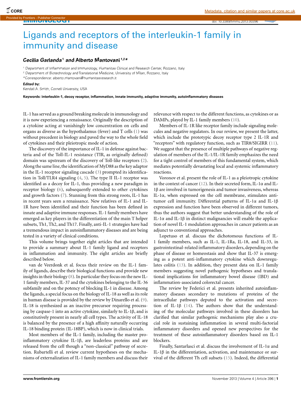 Ligands and Receptors of the Interleukin-1 Family In