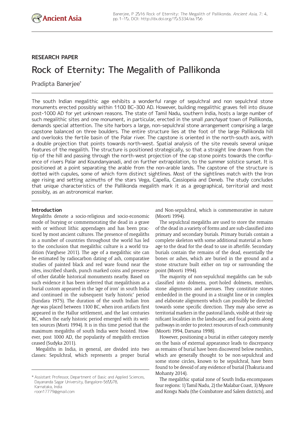 Rock of Eternity: the Megalith of Pallikonda