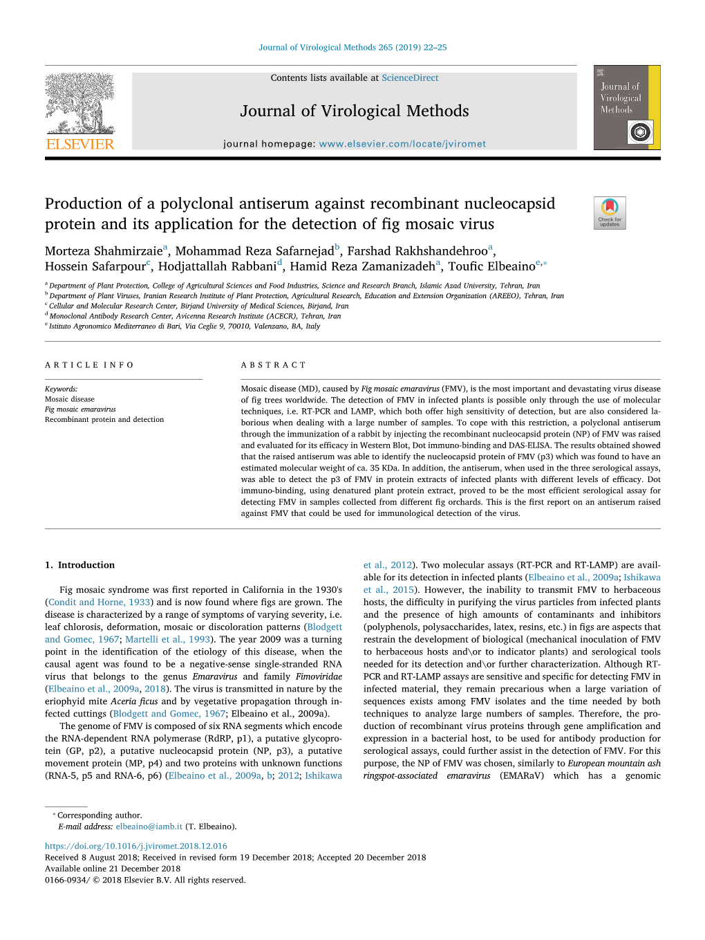 Journal of Virological Methods Production of a Polyclonal