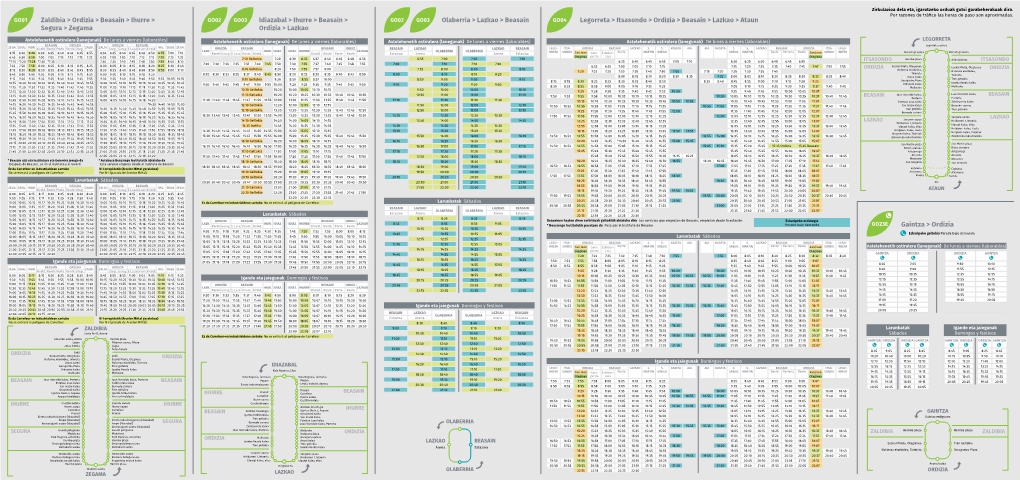 Gaintza > Ordizia Idiazabal > Ihurre > Beasain > Ordizia > Lazkao Olaberria > Lazkao > Beasain Zaldibia >