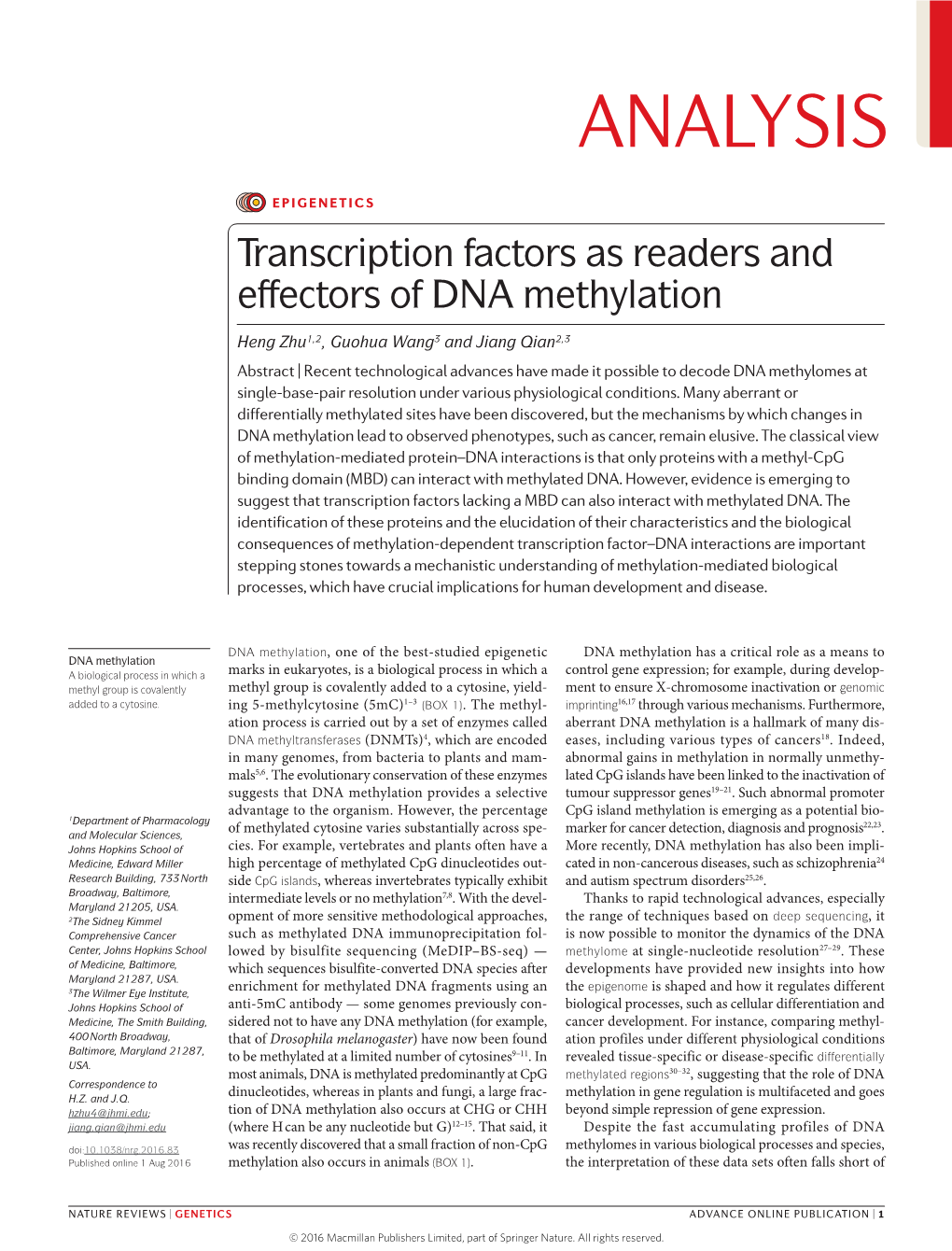 Transcription Factors As Readers and Effectors of DNA Methylation
