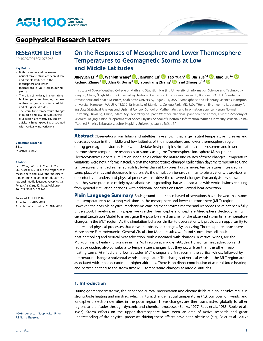 On the Responses of Mesosphere and Lower Thermosphere