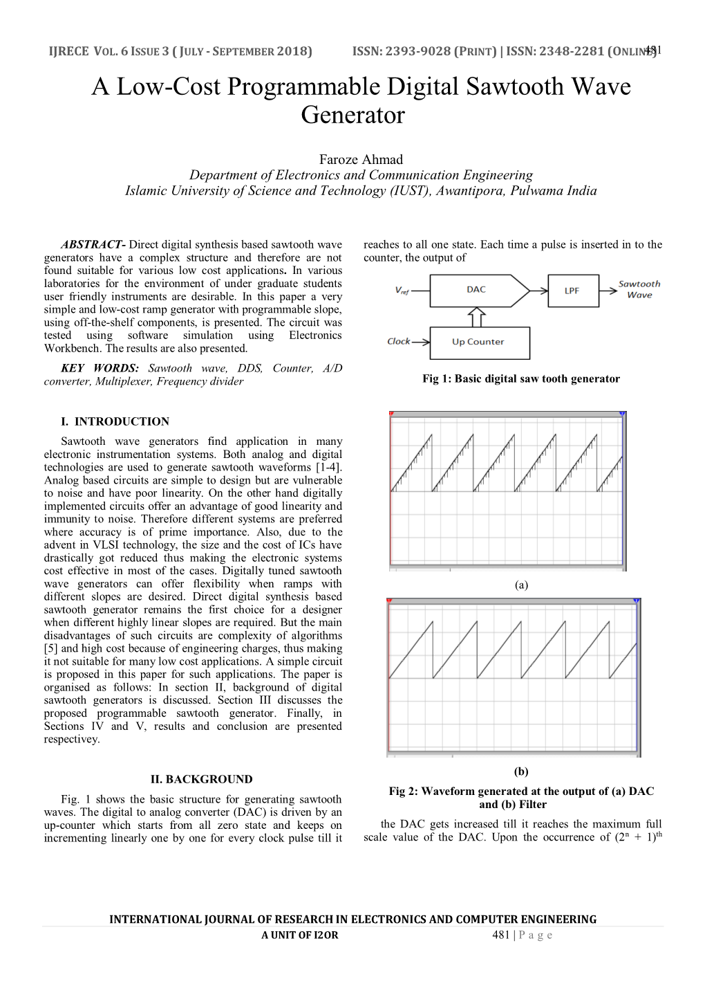 A Low-Cost Programmable Digital Sawtooth Wave Generator