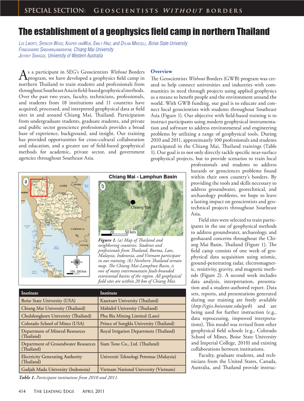The Establishment of a Geophysics Fi Eld Camp in Northern Thailand