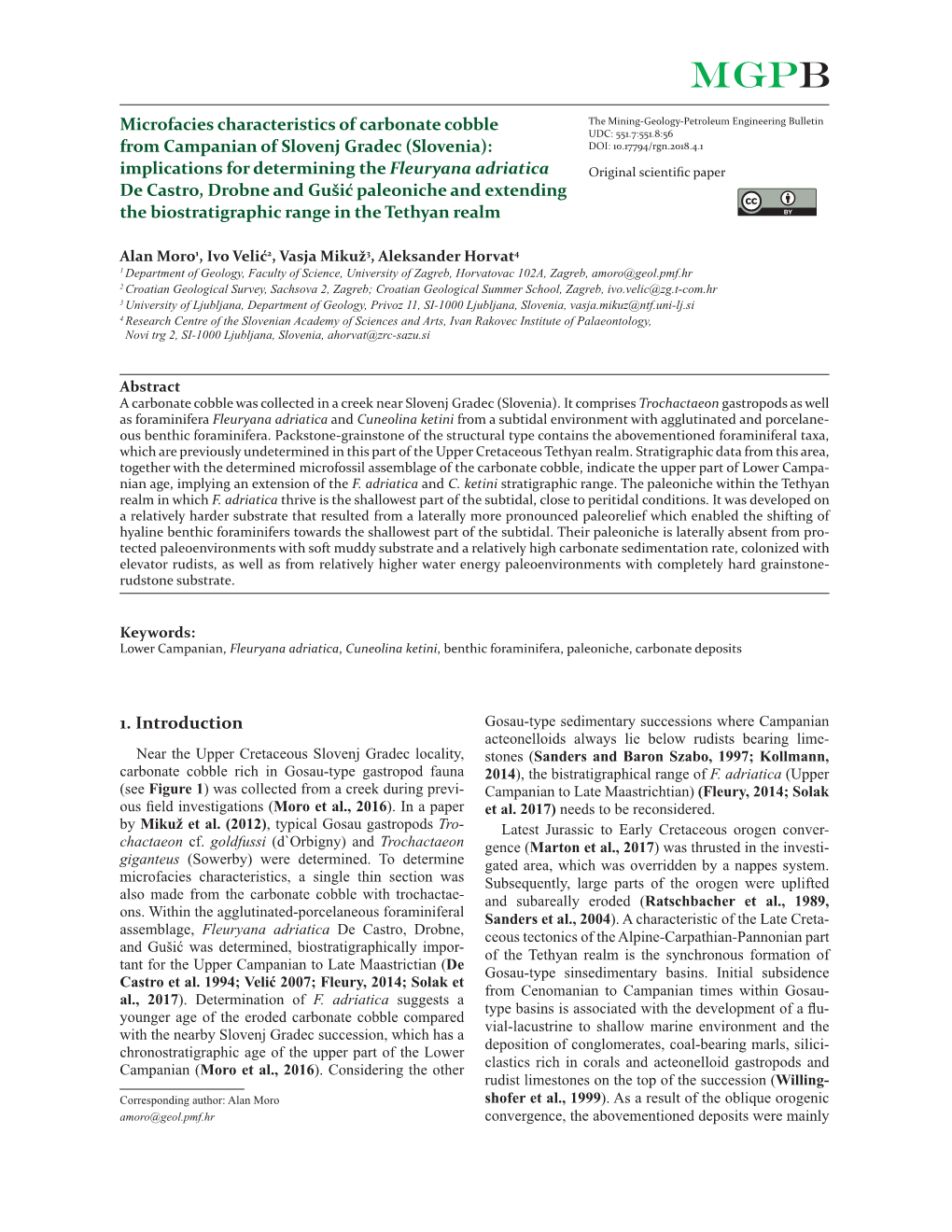 Microfacies Characteristics of Carbonate Cobble from Campanian of Slovenj Gradec (Slovenia): …