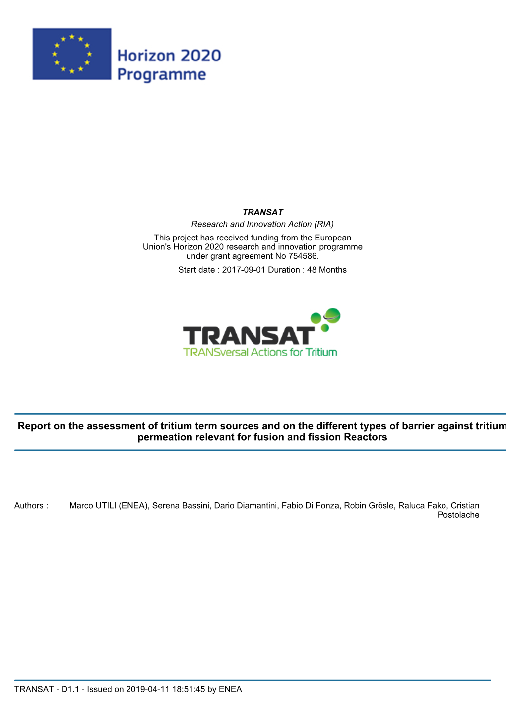 D1.1 – Report on the Assessment of Tritium Term Sources And