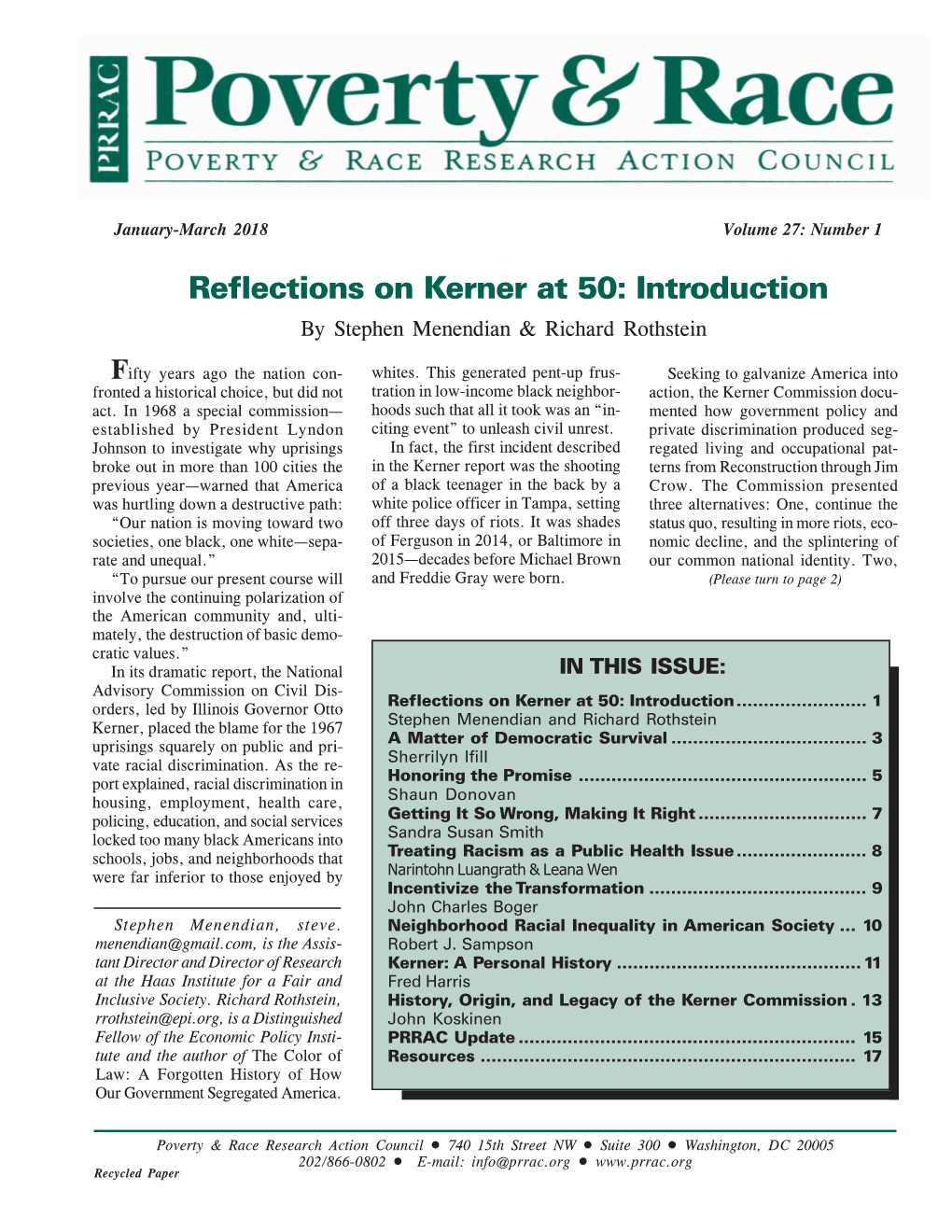 Reflections on Kerner at 50: Introduction by Stephen Menendian & Richard Rothstein