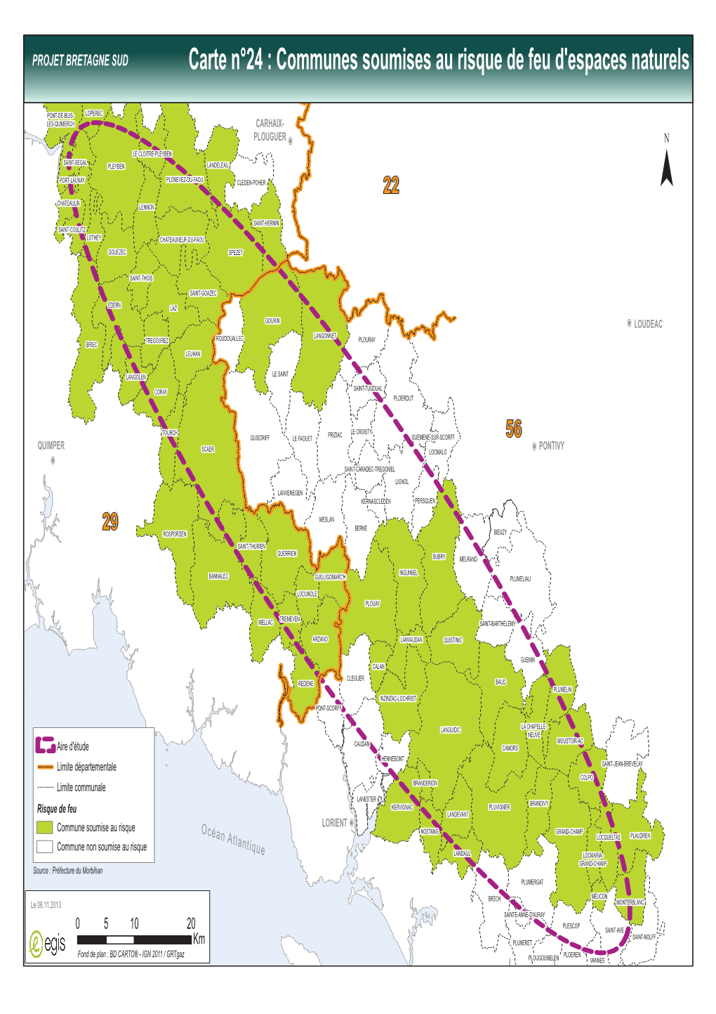 Carte N°24 : Communes Soumises Au Risque De Feu D'espaces Naturels