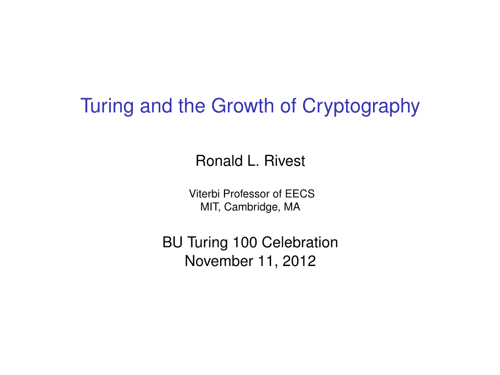 Turing and the Growth of Cryptography