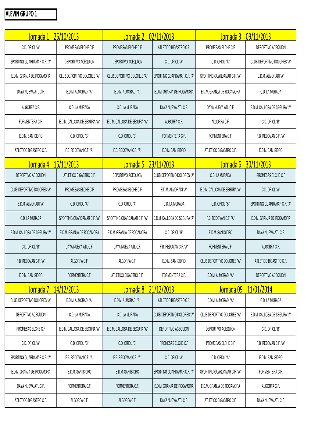 Calendarios 2013-14