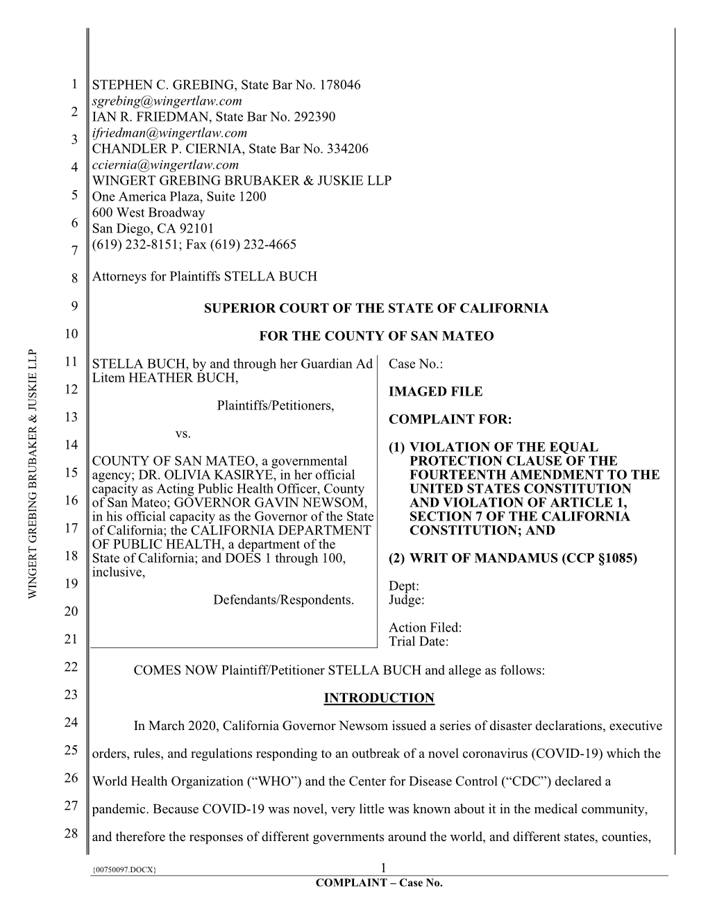 Filed This Lawsuit in San Mateo County