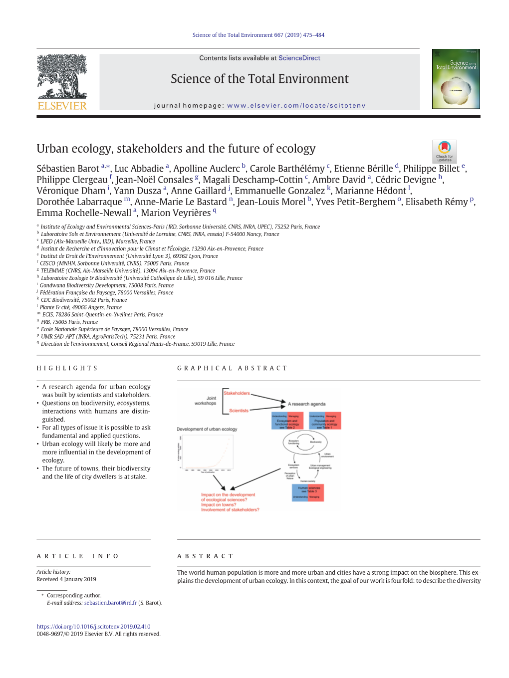 Urban Ecology, Stakeholders and the Future of Ecology