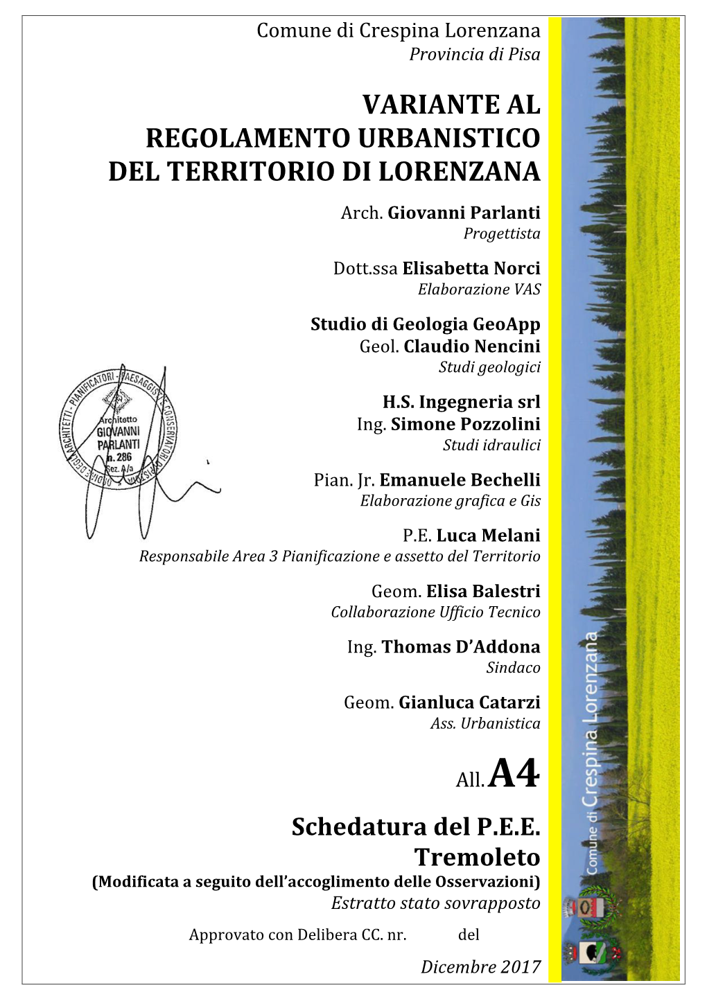 Variante Al Regolamento Urbanistico Del Territorio Di Lorenzana