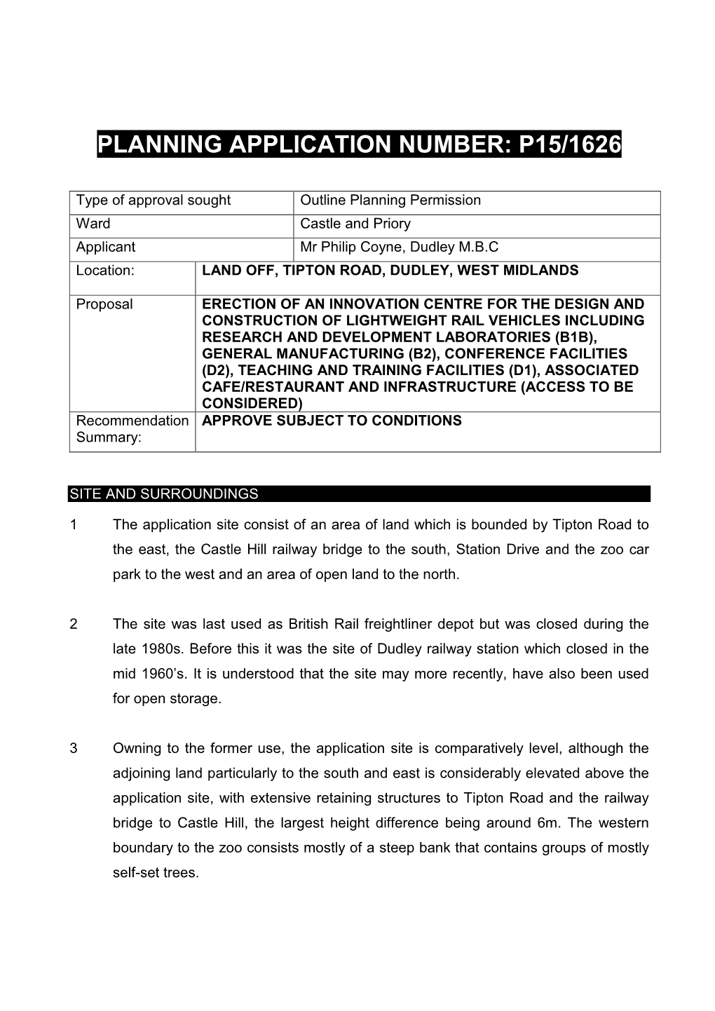 Planning Application Number: P15/1626