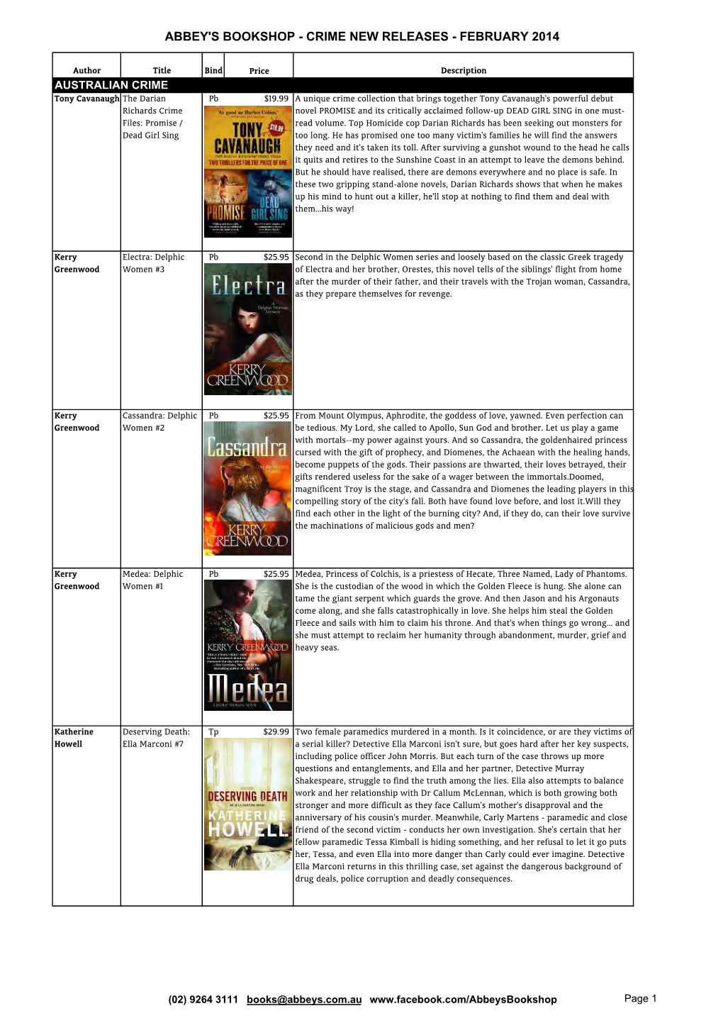 Crime New Releases - February 2014