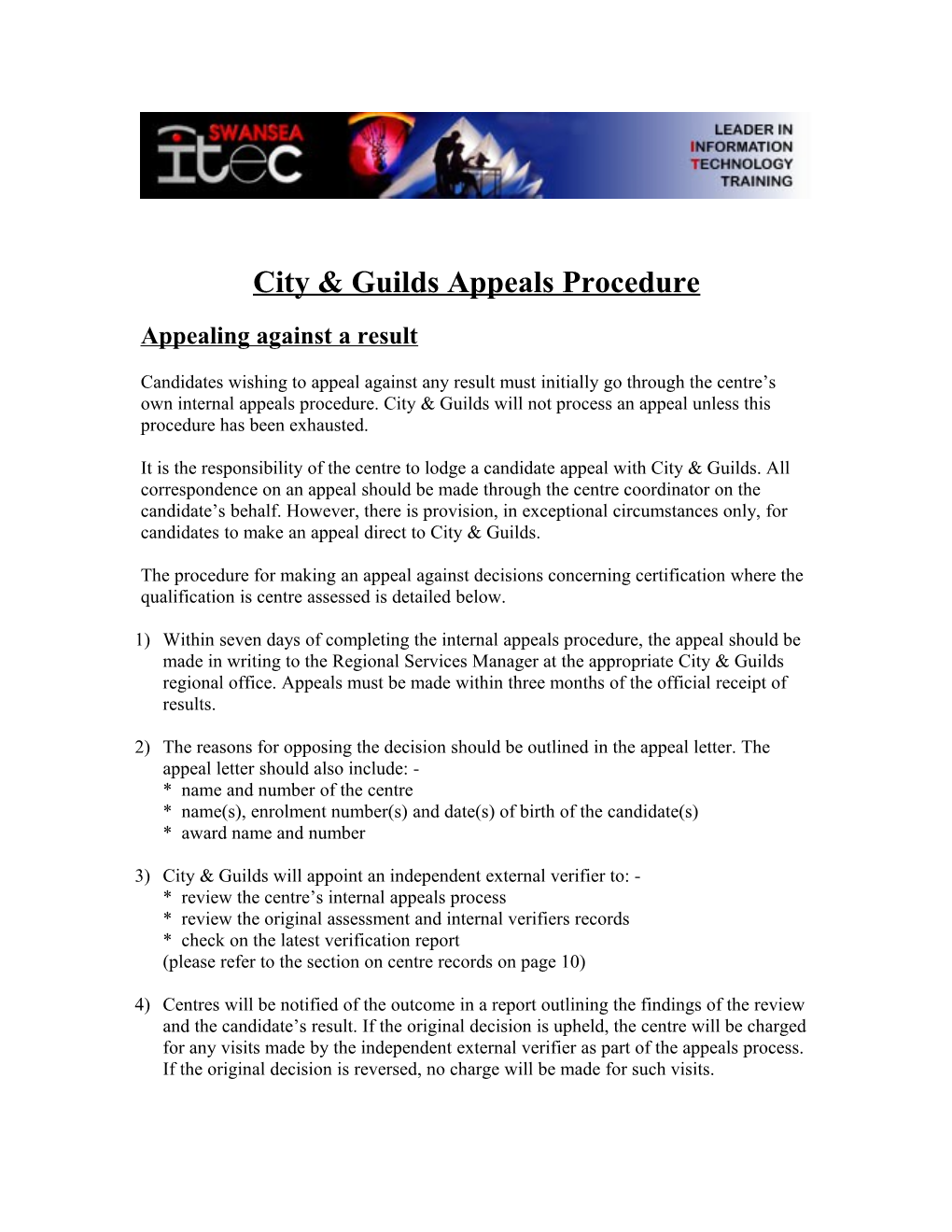 City & Guilds Appeals Procedure