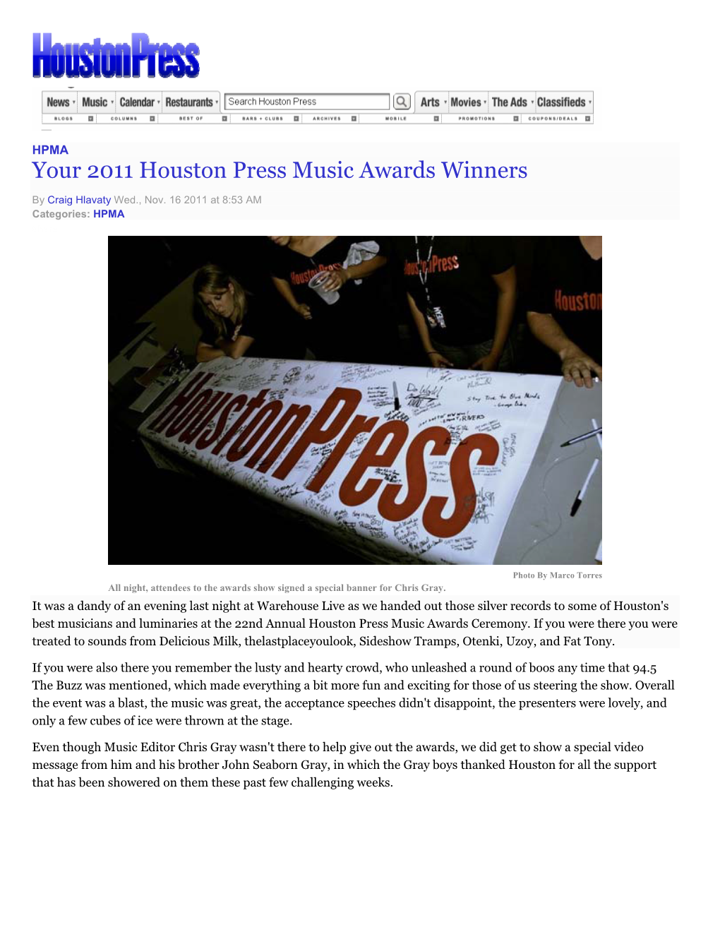Your 2011 Houston Press Music Awards Winners