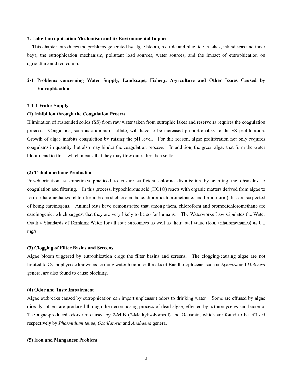 2. Lake Eutrophication Mechanism and Its Environmental Impact This