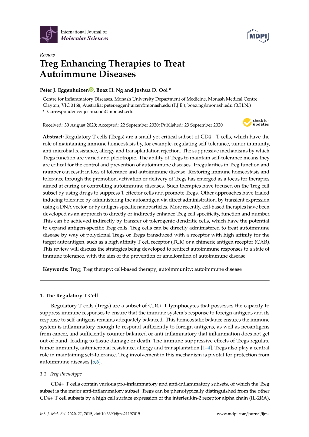 Treg Enhancing Therapies to Treat Autoimmune Diseases