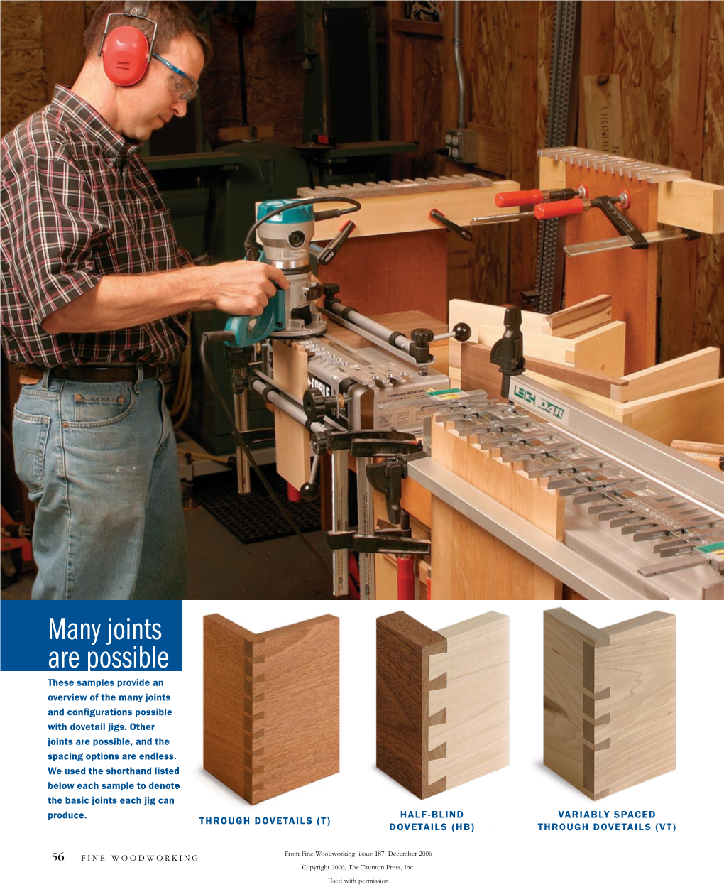 Many Joints Are Possible These Samples Provide an Overview of the Many Joints and Configurations Possible with Dovetail Jigs