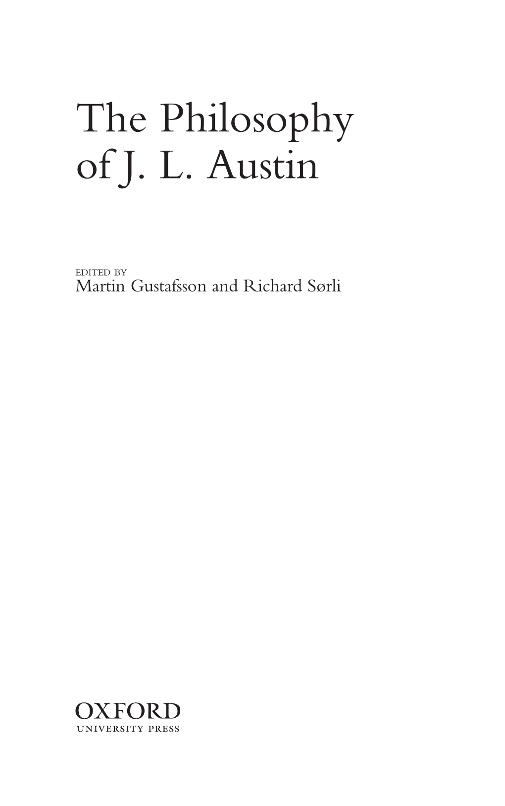 Introduction to the Philosophy of J. L. Austin