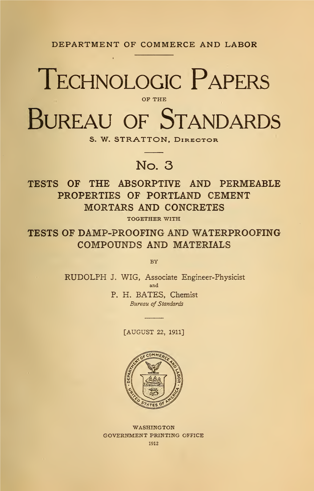 Tests of the Absorptive and Permeable Properties of Portland Cement