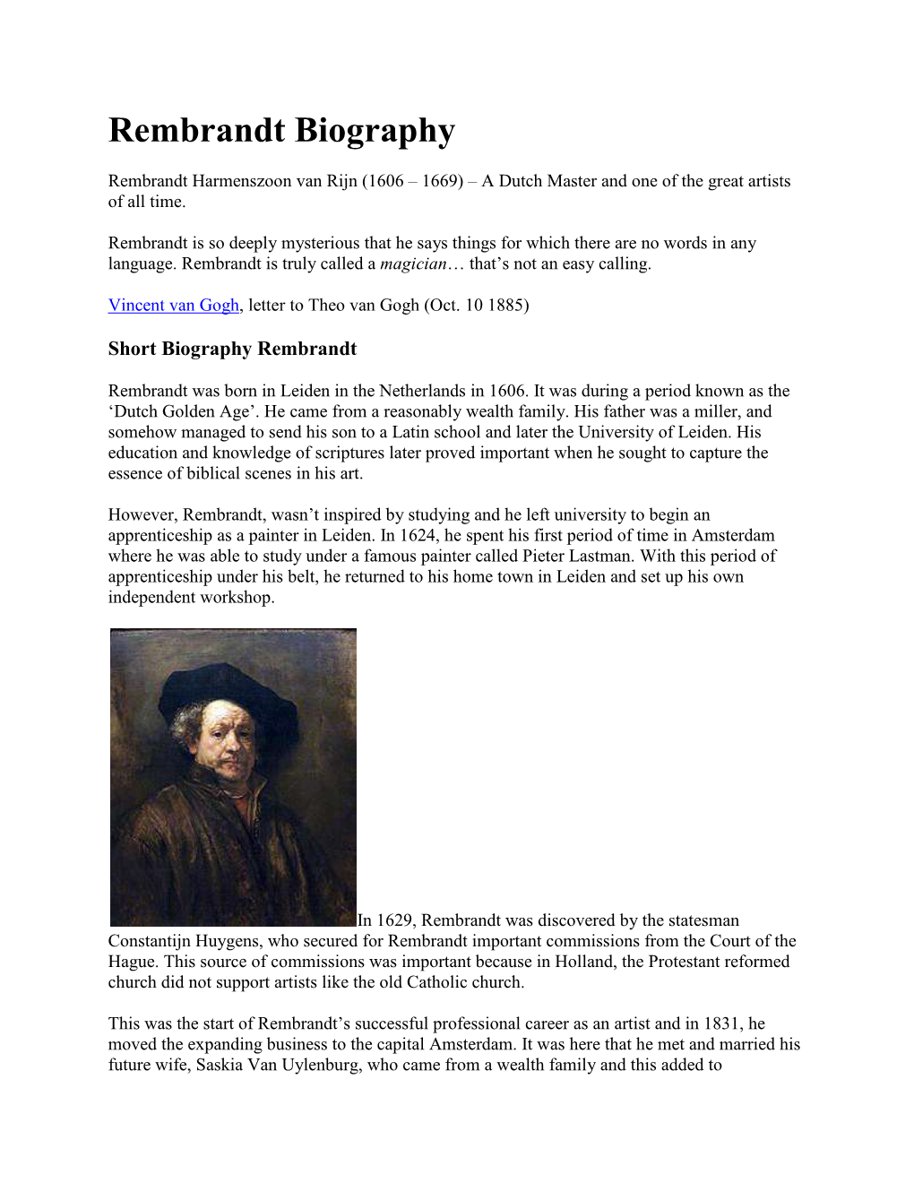 Rembrandt Biography