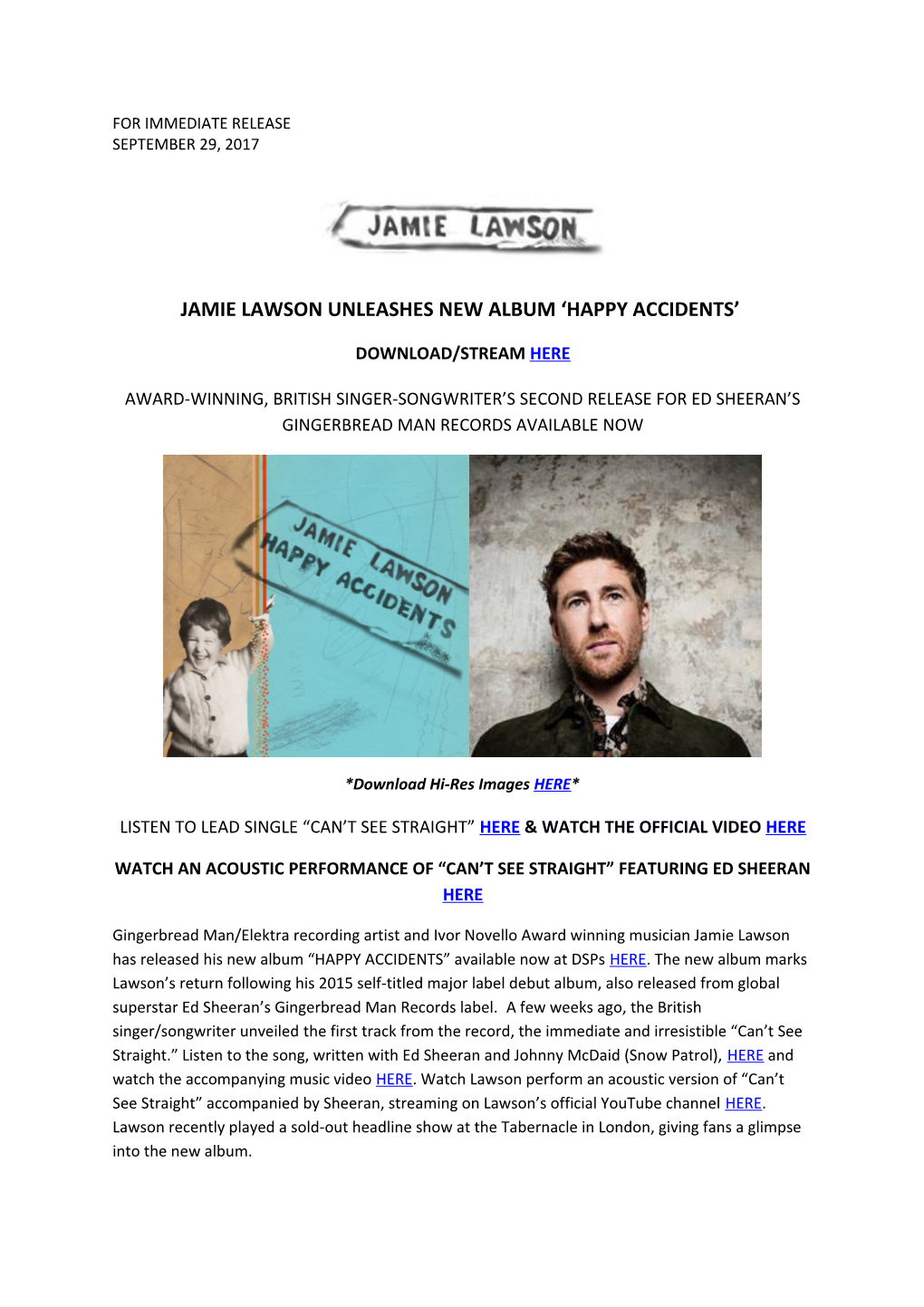 Jamie Lawson Unleashes New Album Happy Accidents