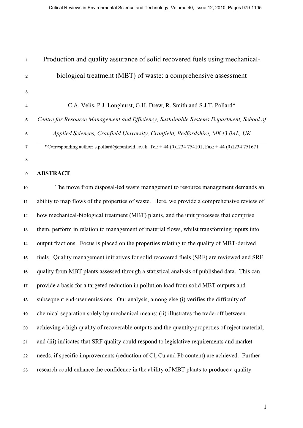 Biological Treatment (MBT) of Waste: a Comprehensive Assessment