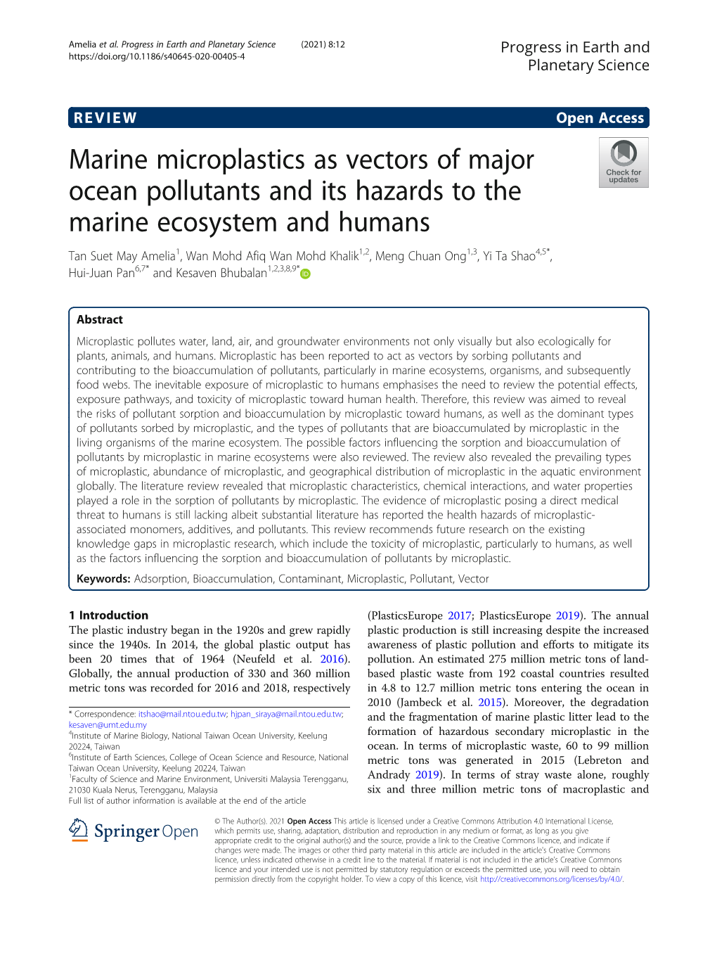 Marine Microplastics As Vectors of Major Ocean Pollutants and Its