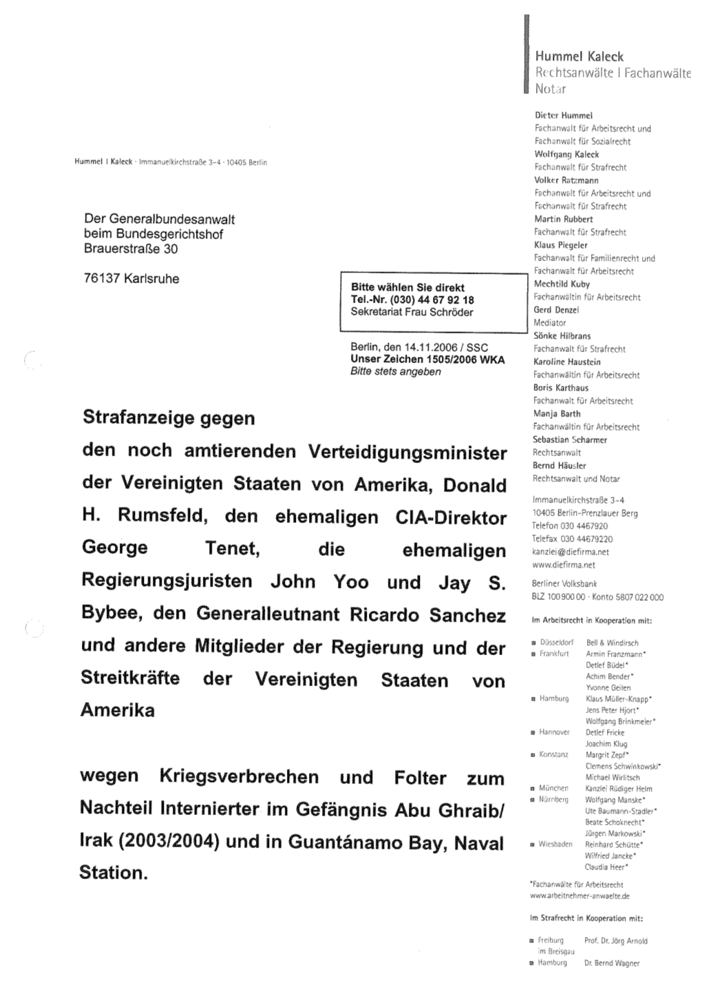 PDF Strafanzeige Rumsfeld 2006 Teil 1