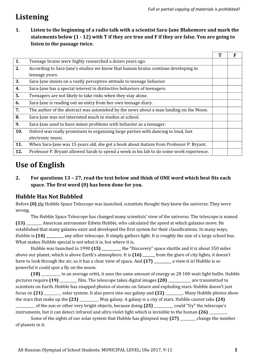 Listening Use of English