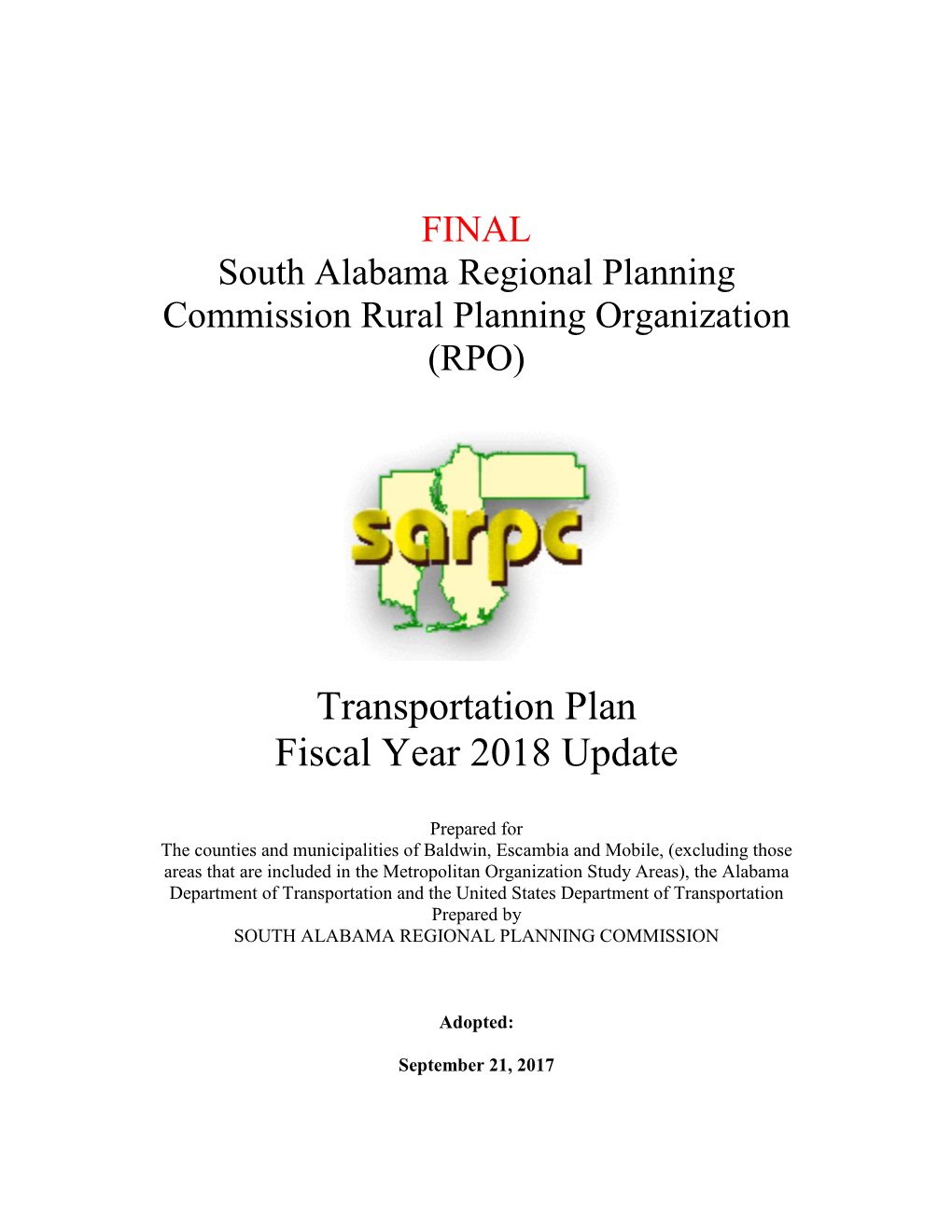 South Alabama Regional Planning Commission Rural Planning Organization (RPO)