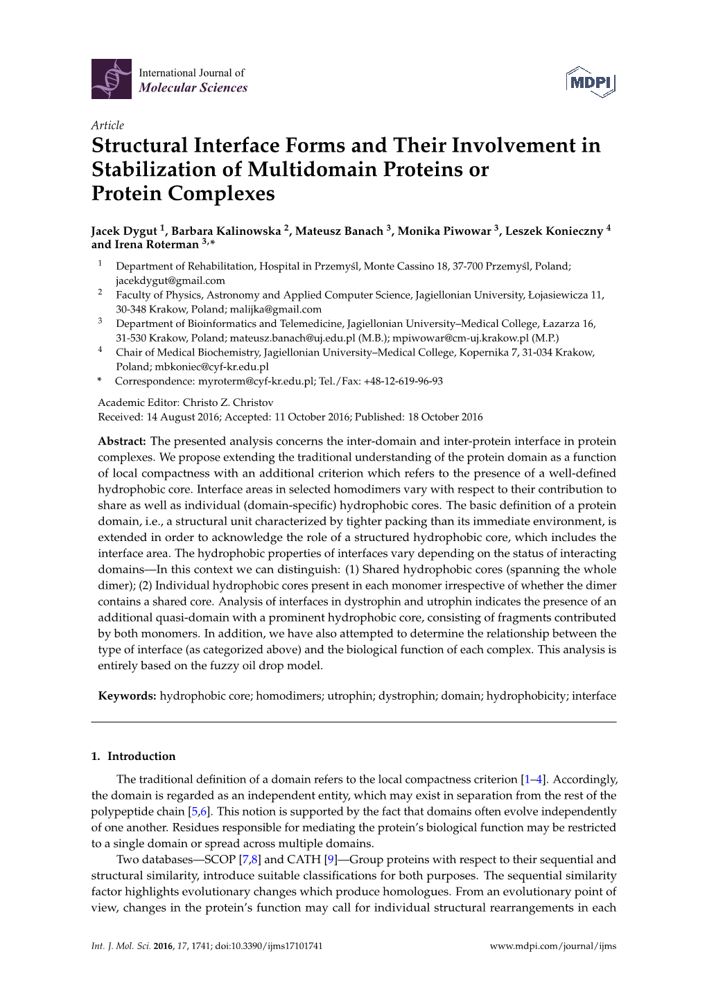 Structural Interface Forms and Their Involvement in Stabilization of Multidomain Proteins Or Protein Complexes