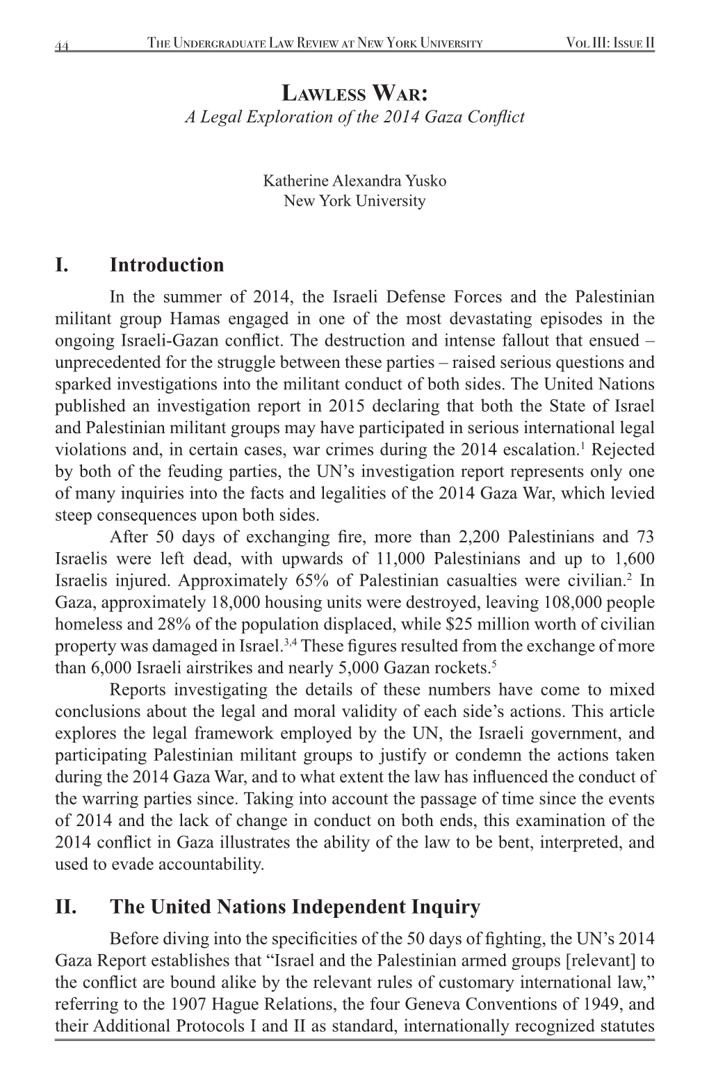 A Legal Exploration of the 2014 Gaza Conflict