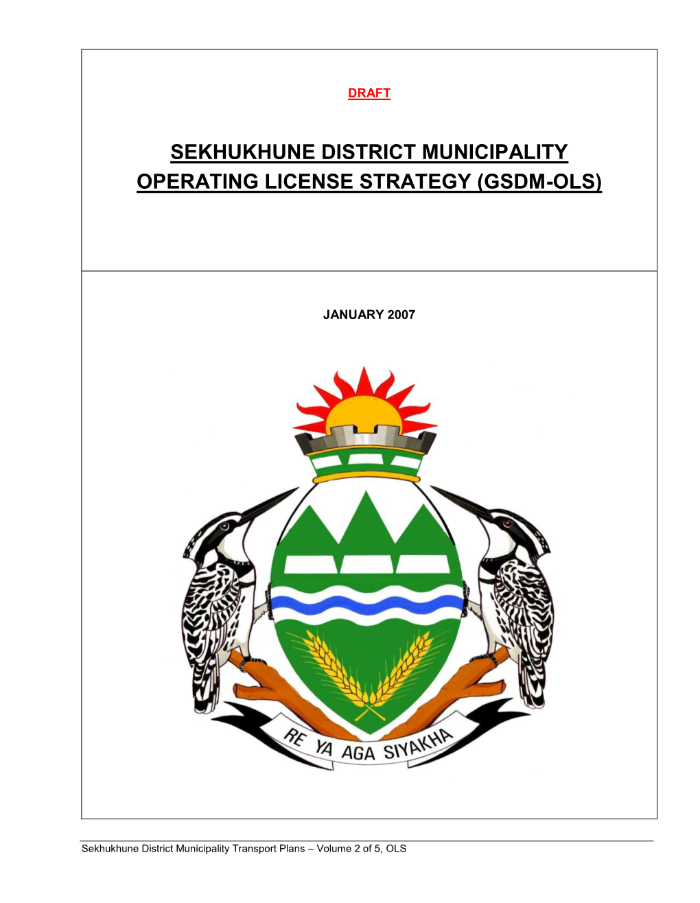Sekhukhune District Municipality Operating License Strategy (Gsdm-Ols)