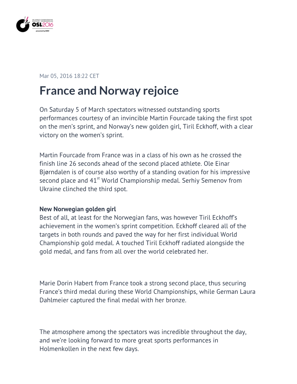 France and Norway Rejoice