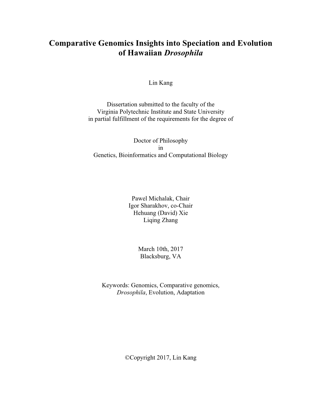 Comparative Genomics Insights Into Speciation and Evolution of Hawaiian Drosophila