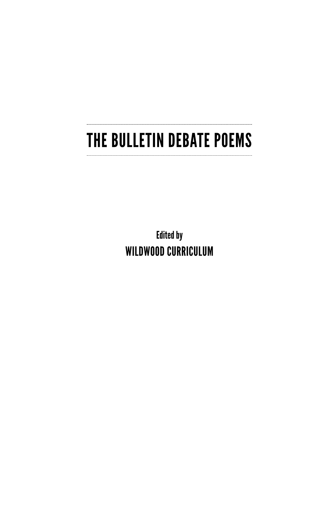 The Bulletin Debate Poems