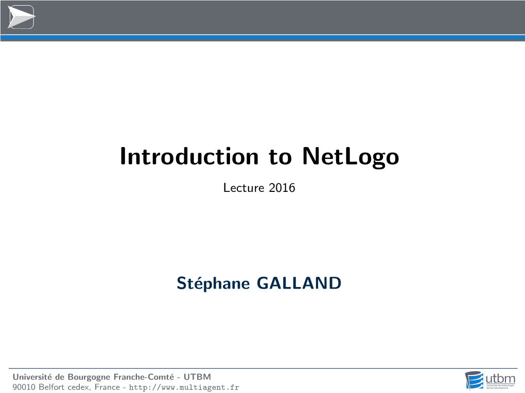 Introduction to Netlogo Lecture 2016