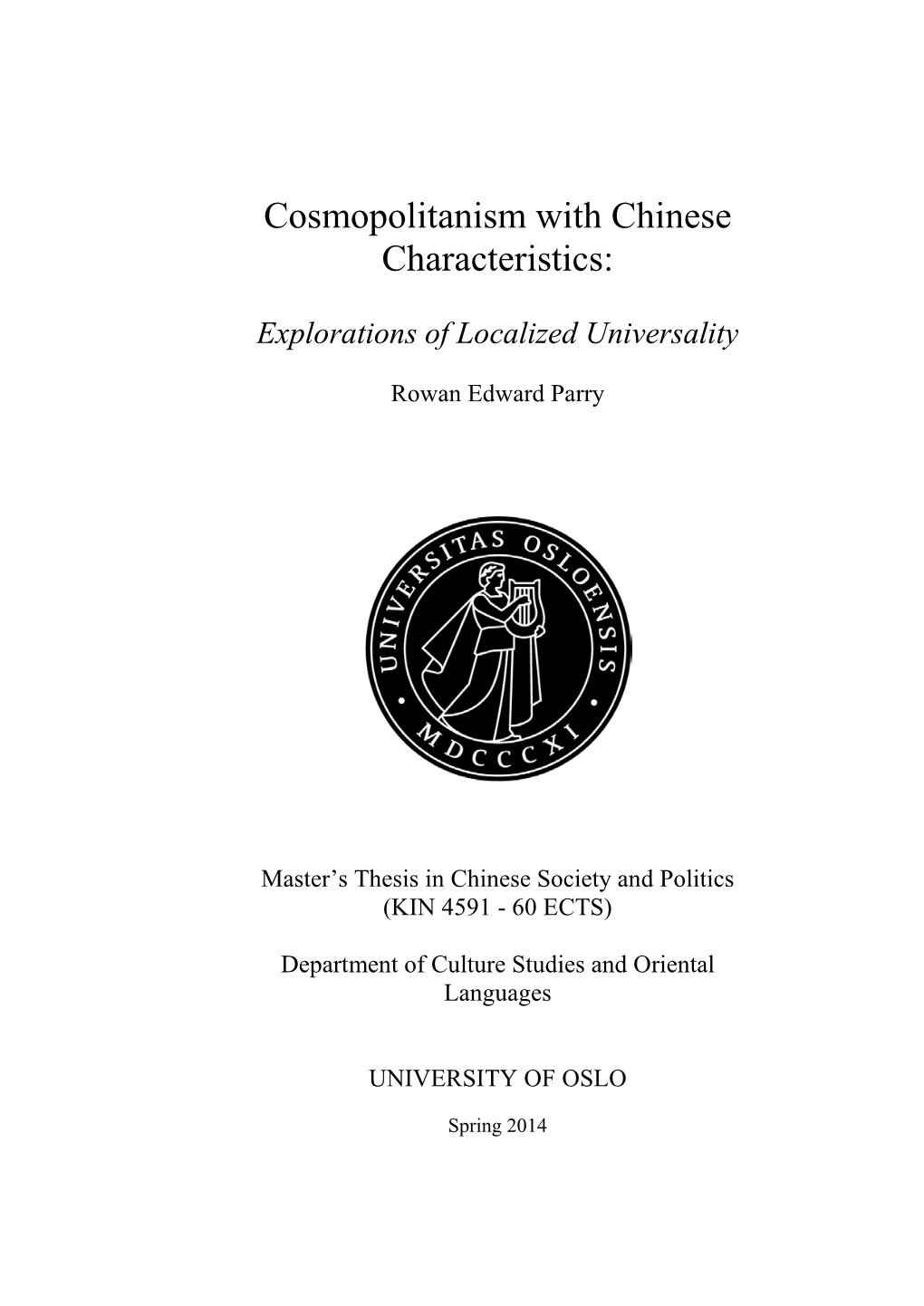 Cosmopolitanism with Chinese Characteristics