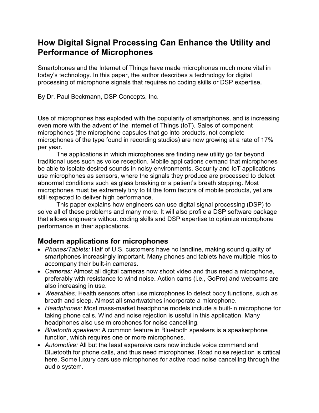 How Digital Signal Processing Can Enhance the Utility and Performance of Microphones