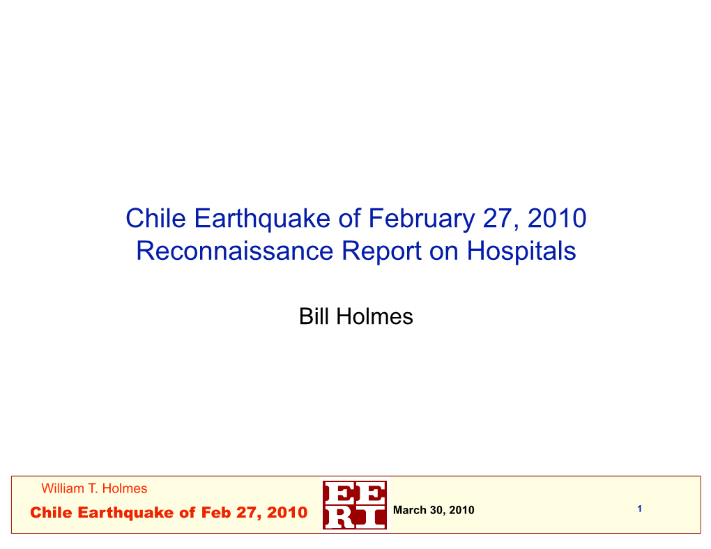 Reconnaissance Report on Hospitals