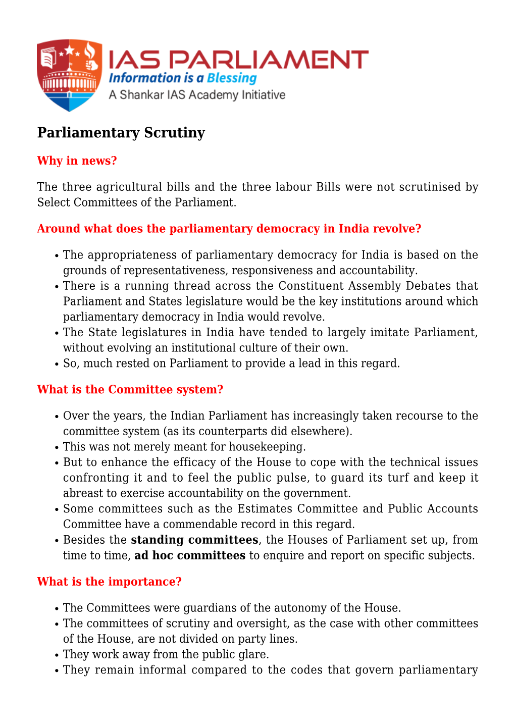 Parliamentary Scrutiny