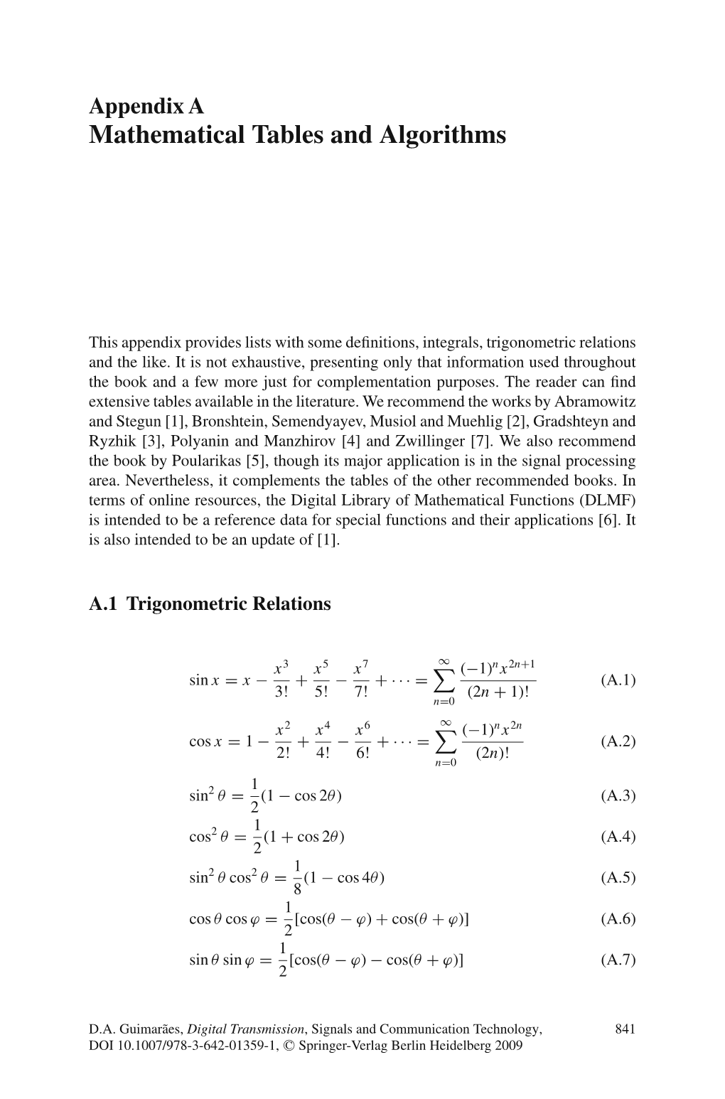 Mathematical Tables and Algorithms