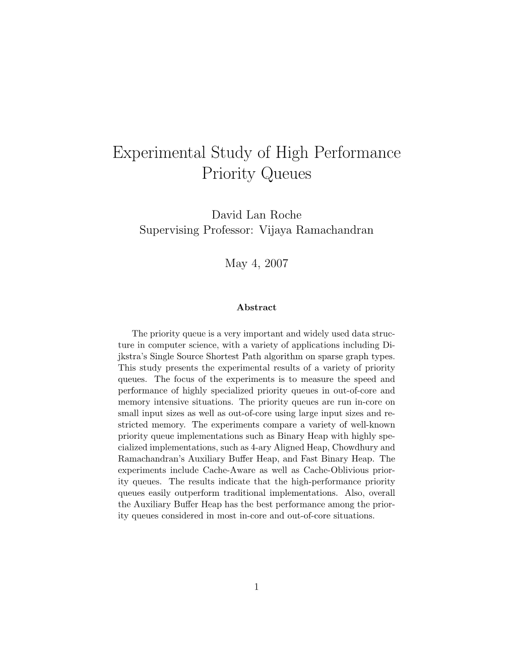 Experimental Study of High Performance Priority Queues
