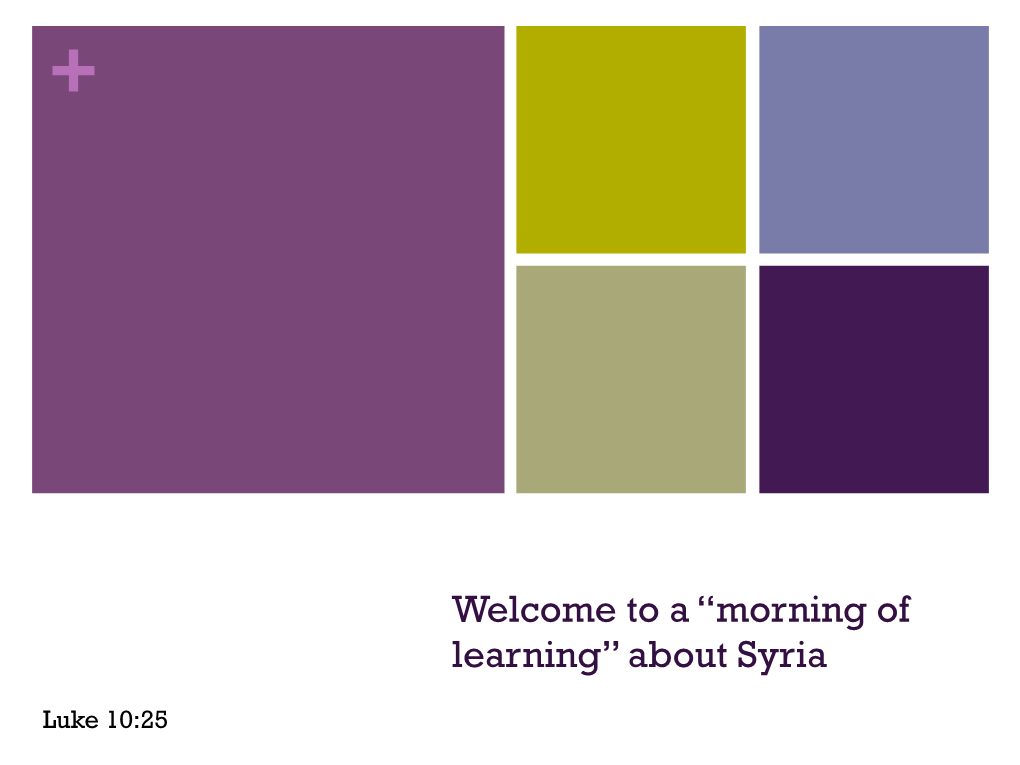 Welcome to a “Morning of Learning” About Syria